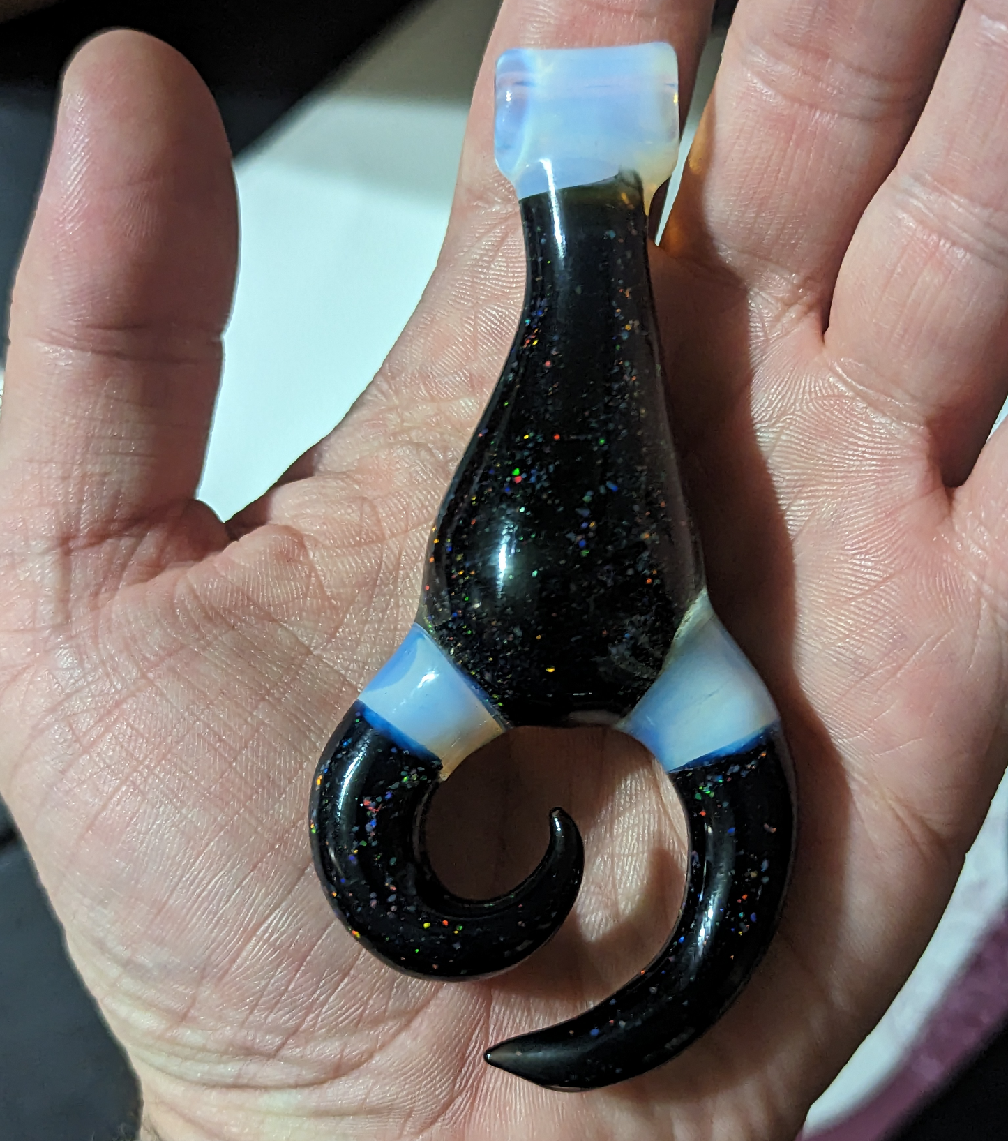 Drop Claw Pendant 01 - Galaxy w/ Crushed Opals and Ghost Accents