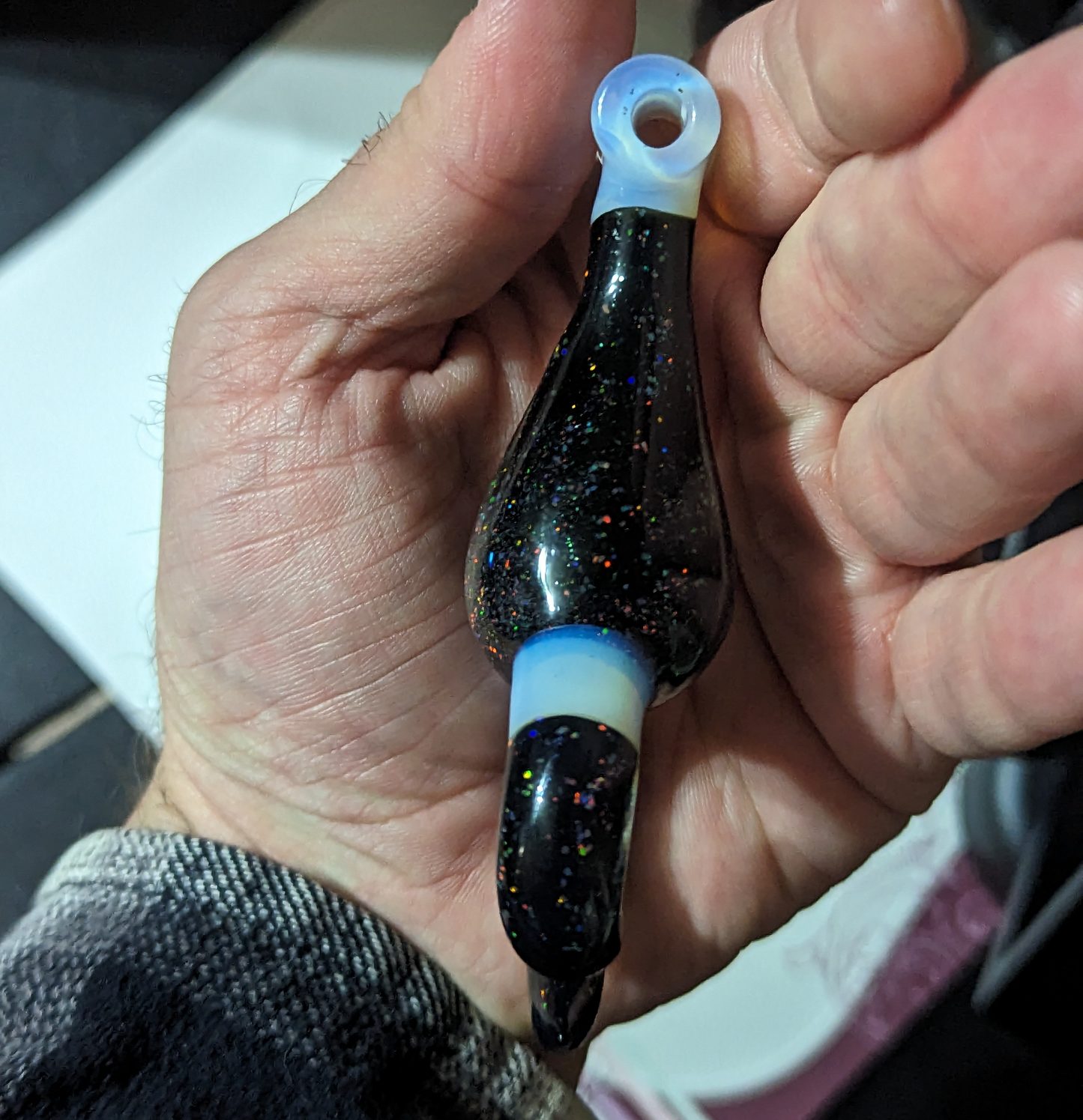 Drop Claw Pendant 01 - Galaxy w/ Crushed Opals and Ghost Accents