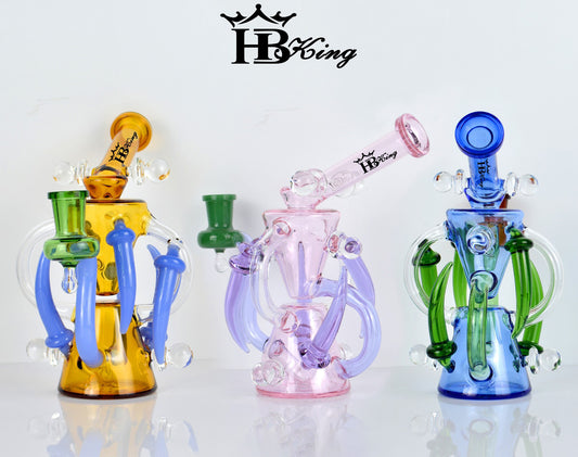Dual Color Double Recycler Dab Rig w/ Accent Arms