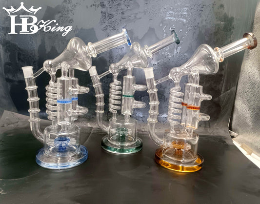 Beacon - Twin Cylinder Disc Perc. Dab Rig w/Spiral Coil Recycler and Sprinkler Perc.
