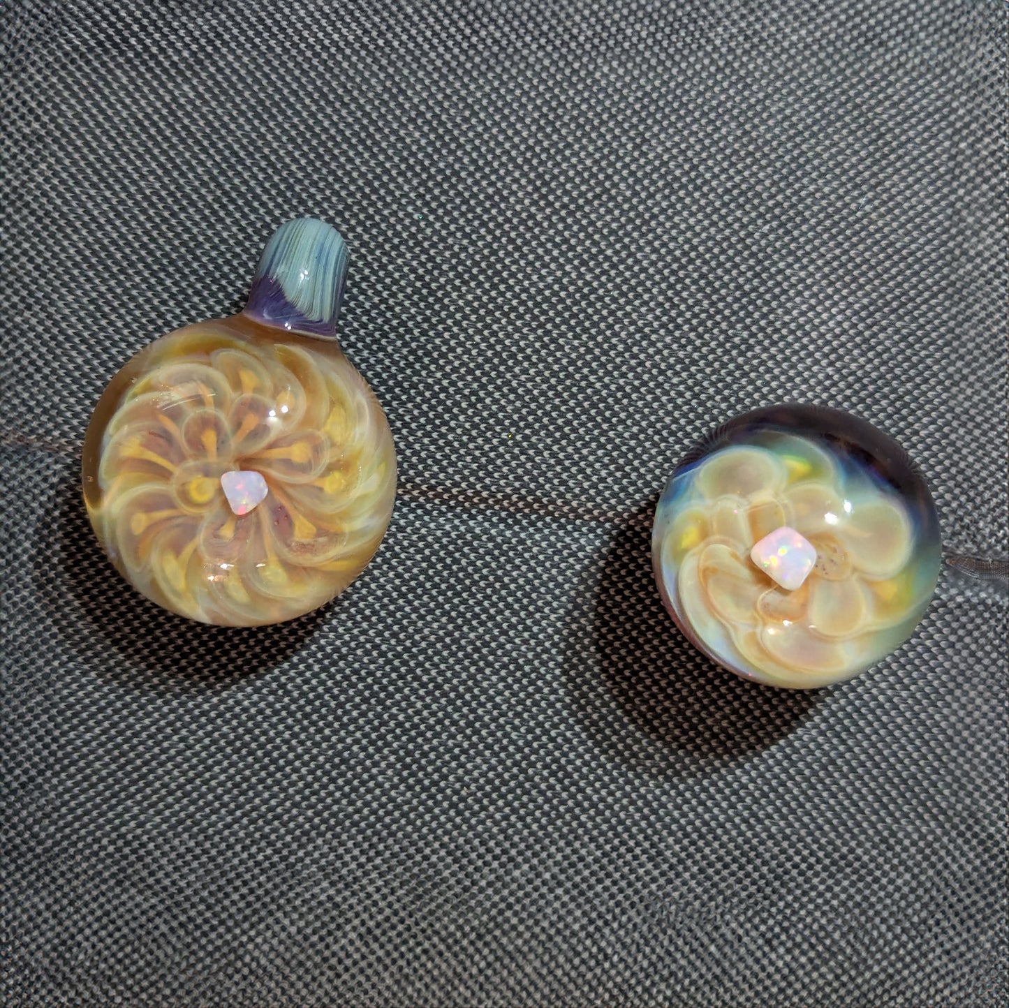 Loki's Lipstick Dot Swirl Marble and Pendant Set