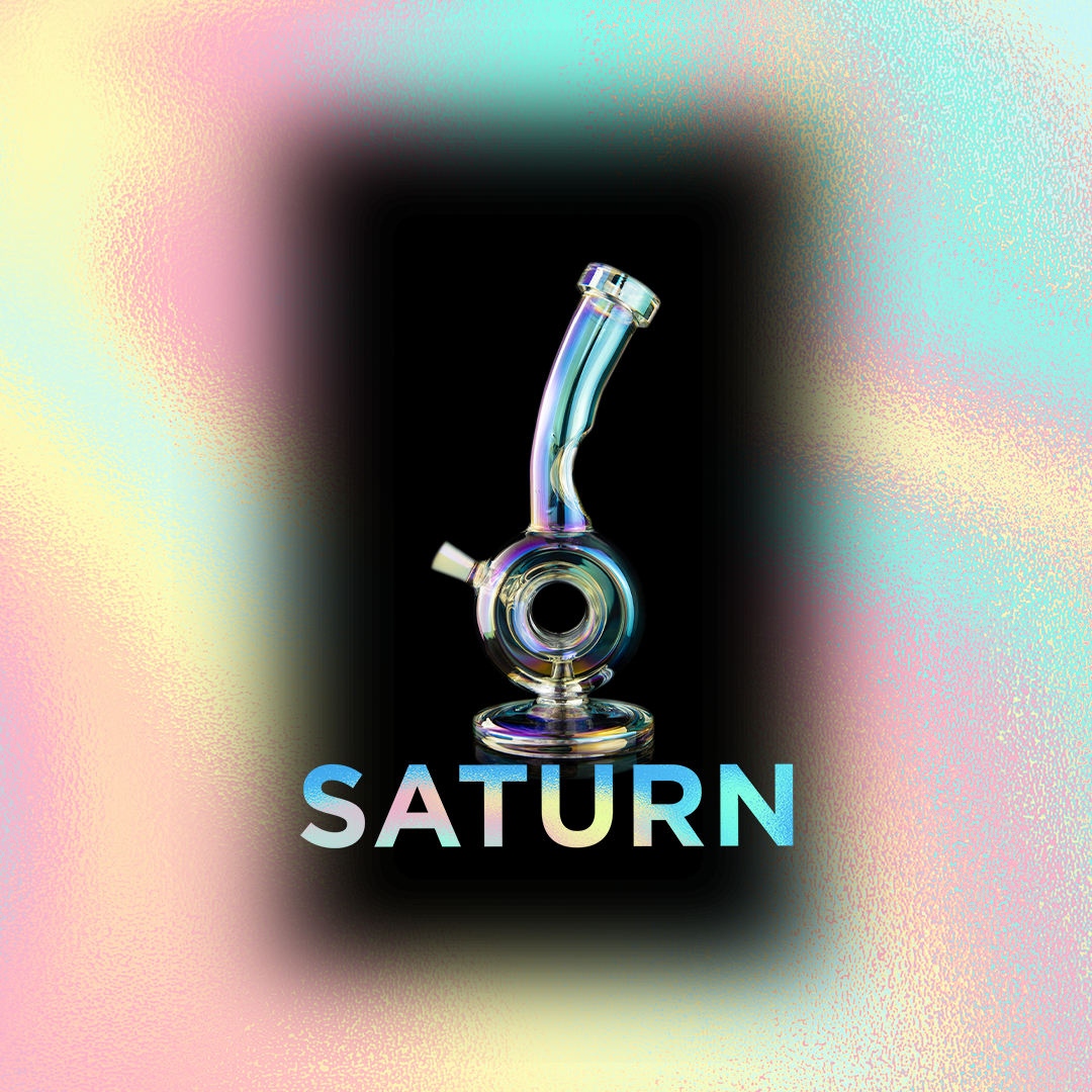 Saturn Mini Iridescent Water Pipe (Orbital Series) - LE